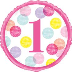1st Birthday Pink dots balloon